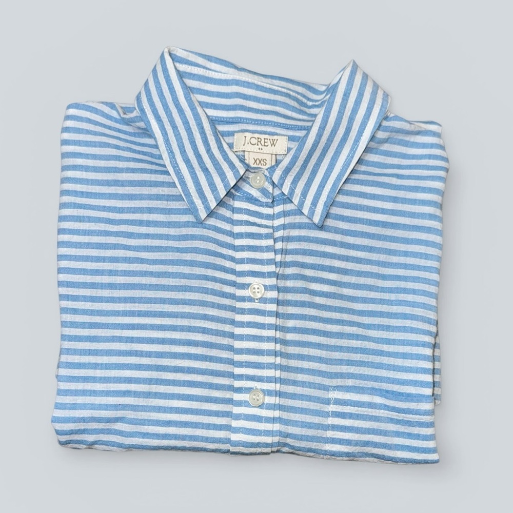 J.Crew Blue White Striped Popover Shirt
